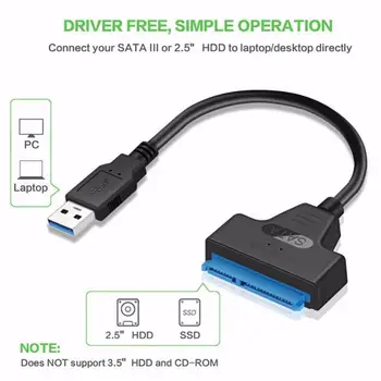 USB 3.0 SATA 3 Kabelis Sata Į USB 3.0 Adapteris Iki 6Gbps Palaikymą 2.5 Colio Išorinis SSD HDD Kietojo Disko Kabelis 22 Pin Sata III