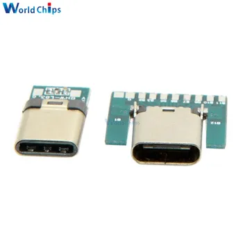 USB-C C Tipo USB 3.1 Jungtis Valdybos 24 Pins Vyras Moteris Lizdas, Tipas-C Adapter Valdybos Lydmetalio Vielos Kabelis PCB