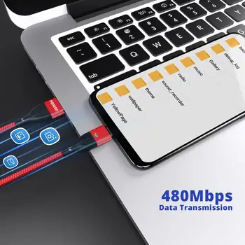 USB C Magnetinio Kabelis, Mikro Usbc Greito Įkrovimo Kabelis 1m 2m Mobiliojo Telefono ir Planšetinio kompiuterio Kroviklio Duomenų Apmokestinimo 