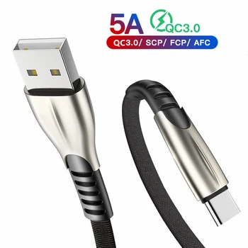 USB C Tipo Kabelis 5A Greitai Įkrauti 4.0 3.0 Apkrauna Tipas-C Laido Greito Įkrovimo Duomenų Kroviklio Laidą 