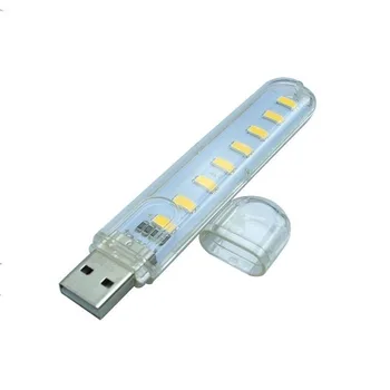 USB LED Knyga Lempos Nešiojamas Lankstus 8 LED USB Stalo Lempa Apšvietimas Naktį Žibintai Galios Bankas Kompiuteris Notebook Laptop