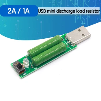 USB Mini Išleidimo Apkrovos Rezistorius Skaitmeninis Srovės voltmetras Testeris 2A/1A Su Jungikliu 1A Žalia Led / 2A Raudonas Led