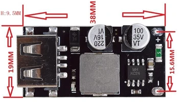 USB QC3.0 QC2.0 USB DC-DC Buck Konverteris Įkrovimo Žingsnis Žemyn Modulis 6-32V 9V 12V 24V Greitas Greitas Įkroviklis plokštės 5V