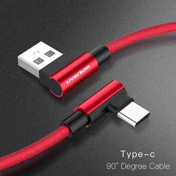 USB Tipo C Micro USB 90 Laipsnių Greito Įkrovimo usb c kabelio L, Tipas-c 3.1 duomenų Laidas, Kroviklis, usb-c Samsung S8 S9 8 Pastaba Xiaomi