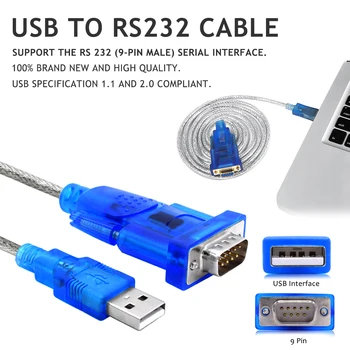 USB į RS232 Nuoseklusis Prievadas 9 Pin DB9 Kabelio COM Prievado Adapteris Keitiklis Skirtas Windows 98/for SE/MAN/2000/XP/Vista/7/8