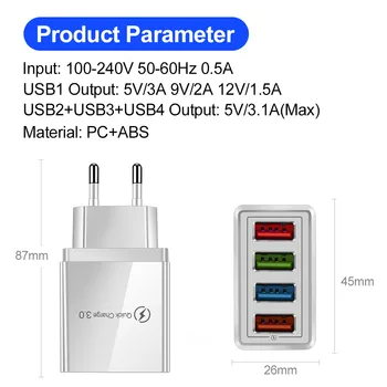 USB Įkroviklis Greitai Įkrauti 3.0 Adapteris, skirtas 