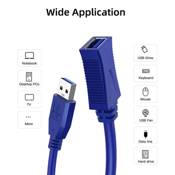 USB3.0 Vyrų ir Moterų Pratęsimo Kabelis USB Duomenų Kabeliai, Nešiojamas KOMPIUTERIS, Spausdintuvas Pratęsimo Duomenų Perdavimo Sinchronizavimo Kabelis Super Greitis