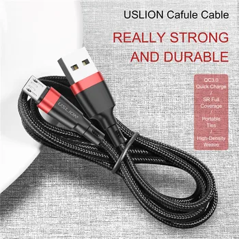USLION 3M Micro USB Kabelis 3A Greitas Įkrovimas USB Duomenų Kabelį, Laidą 