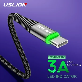 USLION LED 3A USB C Tipo Kabelis Greito Įkrovimo Kabelis Samsung 