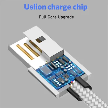 USLION LED Magnetinio Micro USB Laidas, Greito Įkrovimo Tipas C Micro Kabelis Magnetas Įkroviklis Samsung 