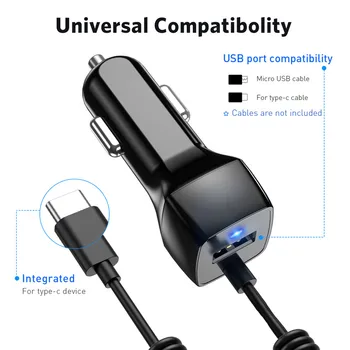 USLION USB Automobilinis Telefono Kroviklis Samsung S10 S9 Plus Automobilių-įkroviklis, Micro USB C Tipo Kabelis Greitai Greitai Už Xiaomi 