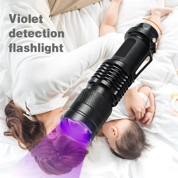 UV Žibintuvėlis ultravioletinės Šviesos Su Zoom Funkcija Mini Juodas UV Šviesos Augintinio Šlapimo Dėmes Detektorius Skorpionas Naudoti AA/14500 baterija
