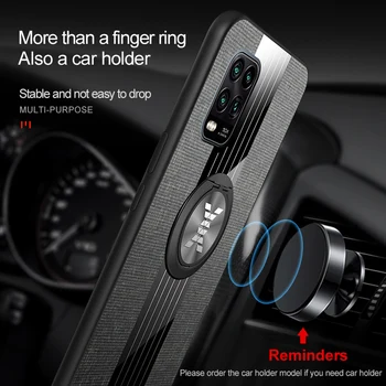 Už Xiaomi Mi 10 Lite 5G Atveju 6.57 colių Magnetinis Žiedas Turėtojas Audinio Hard Cover Minkštas Rėmas Medžiaga Telefono Atvejais Mi 10 Lite Coque