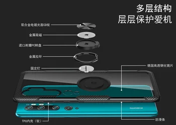 Už Xiaomi Mi-10 Pastaba Pro Atveju Sunku Su Žiedo Stovi Magnetas Skaidrus Apsauginis galinis Dangtelis atveju xiaomi mi cc9 pro note10