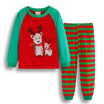 Vaikai berniukas mergaičių drabužių pižama nustatyti Medvilnės Vaikų Sleepwear 2 vnt Animacinių filmų Topai +Kelnės Bamblys Vaikas Drabužius kalėdos Pižamos