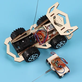 Vaikas Mediniai PASIDARYK pats Asamblėjos 4-CH Elektros RC Lenktynių Automobilio Modelį Mokslų Eksperimentas Žaislas Įdomus 