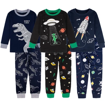 Vaikų Berniukų Pižama Nustatyti Vaikų Mergaičių Karnavalas Sleepwear Bamblys Dinozaurų Homewear Vaikų Sporto Kalėdų Elf Helovinas Pjs 2-14 Y