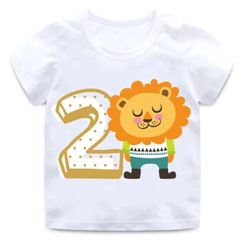 Vaikų gimtadienis skaičius 1~9 animacinių filmų gyvūnų marškinėliai T-shirt berniukai ir mergaitės gimtadienio dovana kūdikių drabužiai 1-9 metų