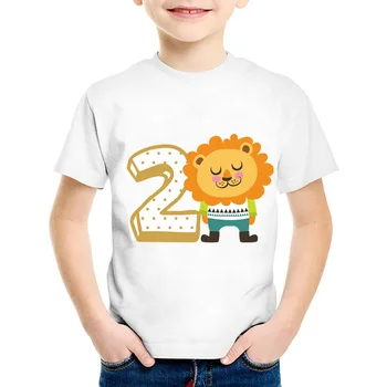 Vaikų gimtadienis skaičius 1~9 animacinių filmų gyvūnų marškinėliai T-shirt berniukai ir mergaitės gimtadienio dovana kūdikių drabužiai 1-9 metų