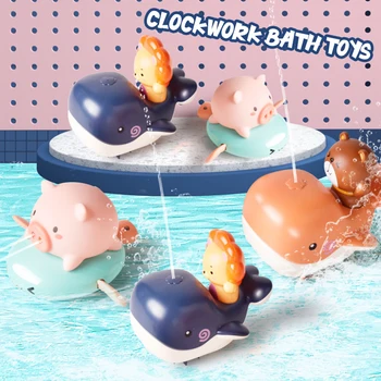 Vaikų kūdikių plaukimo maudyklų vandens pavasarį laikrodžio vonios žaislų, smulkių gyvūnų antis vėžlys banginis kiaulių pingvinas vandens purškimo
