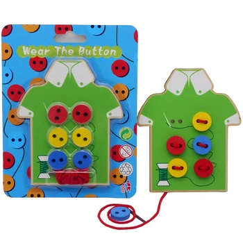 Vaikų Švietimo Žaislai Montessori Vaikų Jungiamąją Karoliukai Dėklas Siūti Vaikų Švietimo Mygtukus, Mediniai Žaislai, Vaikų Mokymo