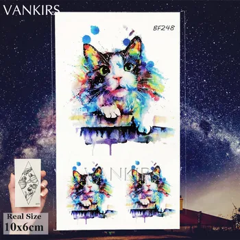 VANKIRS Watercolour Katės Laikinos Tatuiruotės Lipdukai 