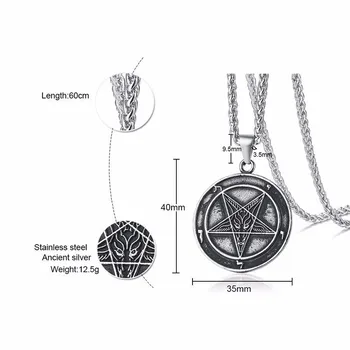 Vantage Vyrų Nerūdijančio Plieno Karoliai Sigil Liuciferio, Šėtono Pakabukas Šėtono Sistemos Emblema Amuletas Žavesio Pasirašyti Medallion