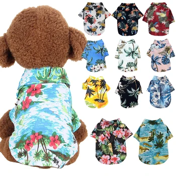 Vasaros Beach Marškinėliai Šuo Mielas Havajai Atsitiktinis Naminių Kačių Drabužių Gėlių Marškinėliai, Mažų Šunų Chiahuahua prancūzijos Fulldog 10A