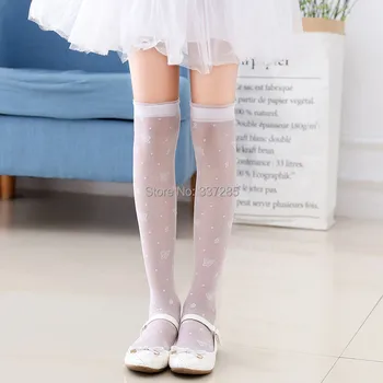 Vasaros mergaitės Balta mokyklos kojinės Vaikams virš Kelio High-Ultra plonas Kojines kūdikių mergaičių lovely Cat Drugelio dizaino princess Kojinės