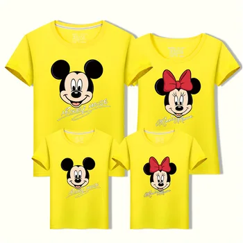 Vasarą Šeima Atitikimo Apranga Mickey Minnie Mouse Mama Tėtis Vaikas, Sūnus, Dukra, Kūdikių Marškinėliai Šeimos Išvaizdą, Drabužius Vaikams, Viršuje Tee