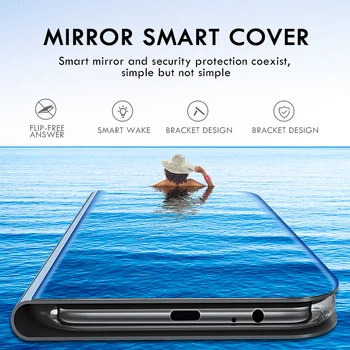 Veidrodis Smart View Flip Case For Xiaomi Redmi Plius 5 5A 7 6A 8A 4X Pastaba 8 7 5 6 Pro Atveju Xiaomi 9 SE Max 3 F1 A2 8 Lite Dangtis