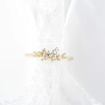 Vestuviniai Žiedai Moterų Mėgėjams Paprasta Kubinis Cirkonis Sidabriškai Aukso Mados Temperamentas Papuošalai Elegantiškas Žavesio Dovanos