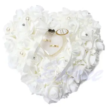 Vestuvių Papuošalai Deco Širdies formos Rožių Žiedų Valentino Dienos Dovana Žiedas Pareikštinių Pagalvė Pagalvėlės Pincushion Žiedas Šaliai Dekoro