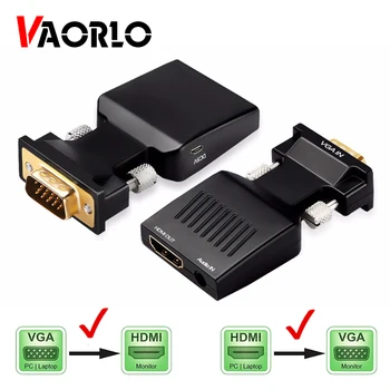 VGA į HDMI suderinamus Konverteris Adapteris 1080P VGA Adapterį, KOMPIUTERIO, Nešiojamojo kompiuterio į HDTV Projektorius, Vaizdo Garso HDMI suderinamus VGA