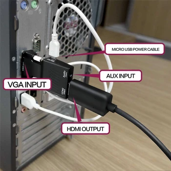 VGA į HDMI suderinamus Konverteris Adapteris 1080P VGA Adapterį, KOMPIUTERIO, Nešiojamojo kompiuterio į HDTV Projektorius, Vaizdo Garso HDMI suderinamus VGA
