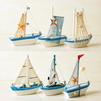 Viduržemio jūros Mediniai Modelis Laivai Micro Kraštovaizdžio Buriavimo, Žvejybos Valtis, Sodo Miniatiūrinės Figūrėlės 