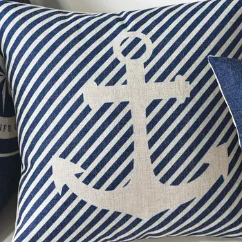 Viduržemio Jūros Mėlyna Kompasas Inkaras Pagalvę Padengti Namų dekoratyvinės Pagalvės Jūrų Laivo Skalbiniai, Pagalvės užvalkalą pagalvėlė padengti