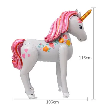 Vienaragis Dekoracijos Reikmenys Dovanos 3D Didelės Unicornio Pėsčiomis Gyvūnų Folija Balionai Merginos Gimtadienio Tema Šaliai Dekoro Džiaugtis