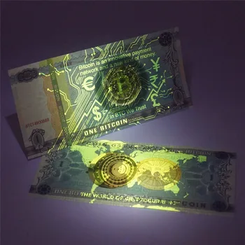 Vienas Bitcoin Pinigų Ne Valiuta Popieriaus Aukso Banknotų Anti-Fake 1 BTC Sąskaitas Kolekcionuojamų Auksas Banknotai