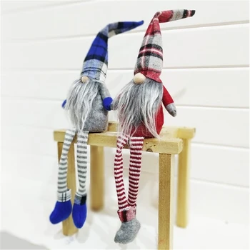 VIENTISUMO 1pcs Mielas Kalėdų Dekoro Sėdi Ilgos Kojos Ne Veido Elf Lėlės, Papuošalai, Namų 2019 Naujųjų Metų Dovana Vaikams