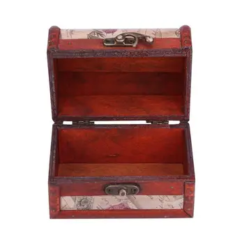 Vintage Retro Medienos dėžė su užraktu talpinimo Lobių Skrynią 