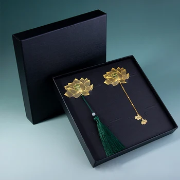 Vintage Stiliaus Kinijos Aukso Metalo Tuščiaviduriai Lotus Kutas Žymą Kanceliarinės Prekės Knygos Aplanko 