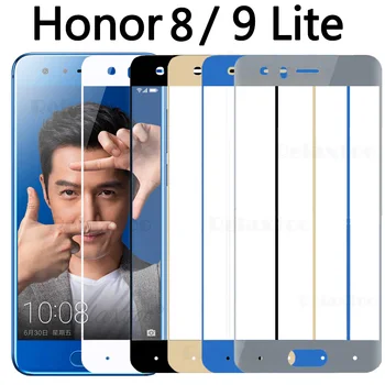 Visiška Grūdintas apsauginis stiklas ant Huawei honor 9 8 lite honor9 9lite 8lite mėlyna stiklo Screen Protector Kino 9h