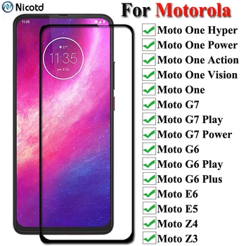 Visiškai Padengti Grūdinto Stiklo Motorola Vienas Hyper Veiksmų Viziją Galia Apsauginė Ekrano Apsaugos Moto G6 G7 Žaisti Plius Z3 Z4