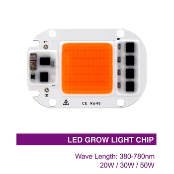 Viso Spektro LED, COB (Chip Už Augti Augalų Šviesos 110V, 220V 20W 30W 50W Fito Lempos Kambarinių Augalų Daigų Augti ir Gėlių