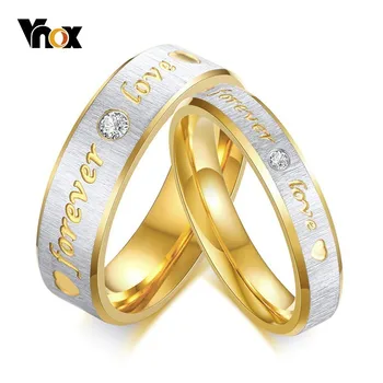 Vnox Aukso Spalvos Vestuvių Žiedus Pora Matinio Paviršiaus Nerūdijančio Plieno Moterų, Vyrų Grupė Mėgėjams Patvirtinimas