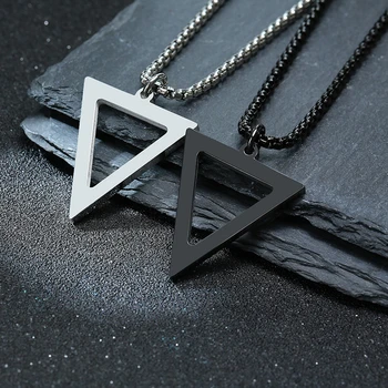 Vnox Paprasta Blokavimo Kvadrato Trikampio Pakabukas Kaklo Vyrams iš Nerūdijančio Plieno Šiuolaikinės Mados Geometrinis Krovimas Street Wear