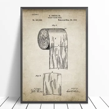 Vonios Kambario Įranga Patentų Retro Plakato Flush Tualetinio Popieriaus Tualeto Dangčio Patentų Derliaus Sienos Meno Tapybos Drobės Washingroom Dekoro Poros