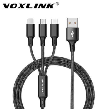 VOXLINK 3 in 1 USB Cable For iPhone XS Max XR X 8 7 Įkrovimo Kroviklis, Mikro USB Kabeliu, Skirta 