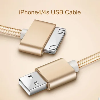 VOXLINK 30 Pin USB Kabelis iPhone 4s, 4, Metalo Plug Nailono Tinklelio Laidą Įkroviklio Kabelį 2A Greito Įkrovimo Duomenų Sinchronizavimo Laidas iPad 2